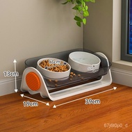 Small Dog Dog Bowl Ceramic Leak-Proof Food Anti-Tumble Dog Food Bowl Dog Food Drinking Water Integrated Rice Bowl Cat Bo