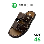 SSS Abbey1 รองเท้าแตะผู้ชาย แบบสวม สไตล์วินเทจ หนังนิ่ม เบา ใส่สบาย กันลื่น มีไซส์ใหญ่ รองเท้าพระ (38-46)(น้ำตาล/ดำ/แทน)