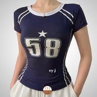 Star 58 Top Y2k Short Sleeve Streetwear Womenswear Y2k Top