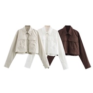 Qunz Flip Collar Long Sleeved Pocket Short Shirt 11164