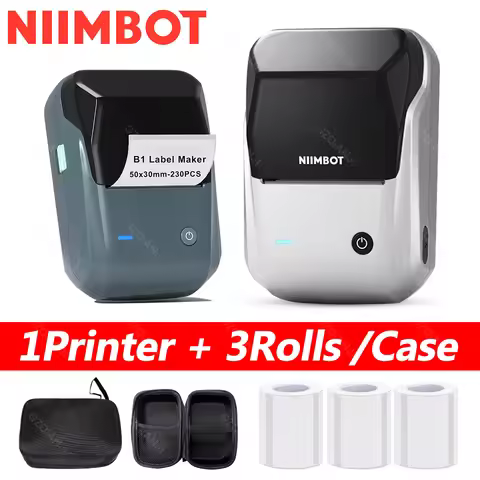 Niimbot B1 New Silver Color Label Sticker Self-adhesive Thermal Printer 20-50mm with Paper Rolls Cas