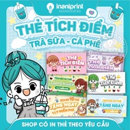 Milk tea loyalty Card, Milk tea shop gift Card, Drink shop loyalty Card - Size 5.4x2.8cm - C300 pape