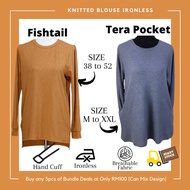 Long Top Muslimah Knitted.Muslimah Labuh Knitted.Blouse Muslimah Ironless.Blouse Labuh