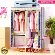 MHJ Model E (102cm  x 45cm x 152cm) DIY Almari Baju Wardrobe Solid Wood / Rak Baju Kayu Clothes Storage Rack Ready Stock