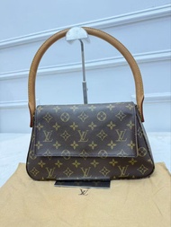 Louis Vuitton路易威登/ LV looping手提包 老花滿印 Monogram帆布 蜜色長手柄翻蓋單肩包