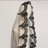 Black Veil Theme Retro Veil Single Layer 1.5m Black Veil Veil Photo Props COS Halloween