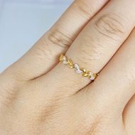 Diamond Leaf Ring Cute Real Gold