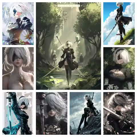 NieR:Automata Diamond Painting Kit 5D DIY Full Round Diamond Painting Art Gift Crafts Home Decor Adu