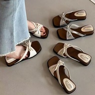 (Slim Feet-1/Wide Feet Plump Straight Size) TX787 Cafe Style Sandals Bow Tie 4 cm Thick Cream Color 