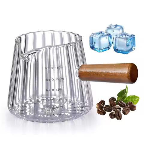 1/2pack Espresso Shot Glass with Handle 6OZ/180ml Espresso Cup with Single V-shaped Mouth Measuring 