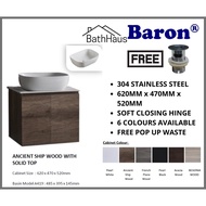 BARON A103 TOP MOUNT 304 STAINLESS STEEL BASIN / VANITY CABINET FOR BATHROOM / TOILET