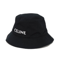 CELINE Logo Bucket Hat, Embroidered, Size L (59cm), White Color New Logo, Gabardine Cotton, Ultra Bl