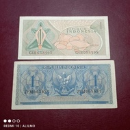 qedem || paket 2 lembar 1 rupiah uang kertas indonesia lama seperti