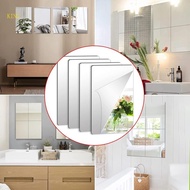 （High discounts）royalking.sg 4pcs Acrylic Mirror Sheets Flexible Non Glass Mirror Tiles with 16pcs Self Adhesive Sticker