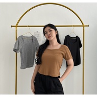 NOLAN l Square Neck Crop Top l Square Neck Short Sleeve l Sassy Square Sleeve Croptop l Women's T-Sh