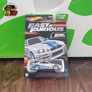 Hotwheels Nissan Skyline R34 GTR Fast And Furious 2023 Silver Blue