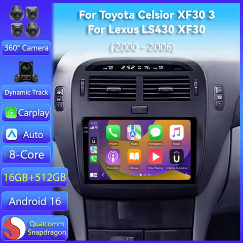 Android 16 Carplay Auto For Lexus LS430 XF30 LS 430 2000 - 2006 For Toyota Celsior XF30 III 3 Car Ra