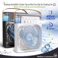 DHD Desktop Humidifier Cooler Spray Mist Fan Usb Air Cooling Fan with 7 Colors LED Light