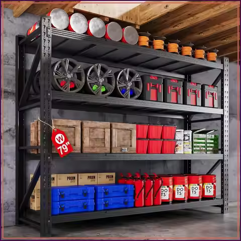 Heavy Duty Garage Shelving Unit 79"W 24"D 79"H 4-Tier Steel Storage Rack for Warehouse Shop