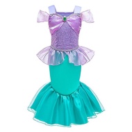 Little Mermaid Dress For Kids Girls Ariel Mermaid Dress Summer Ruffles Sleeve Fish Tail Dress Beach