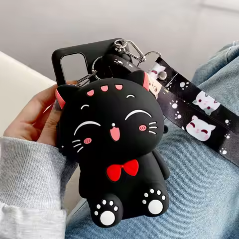 Cartoon Animal Coin Wallet Bag Case For Samsung Galaxy A04 A04E A05 A13 A14 A15 A24 A25 A32 A33 A53