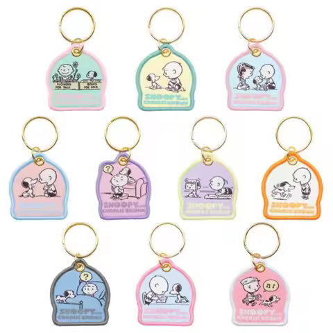YOUMAI Snoopy 75th Anniversary Embroidered Keychain Pendant Cute Cartoon Keyring Bag Charm Birthday 
