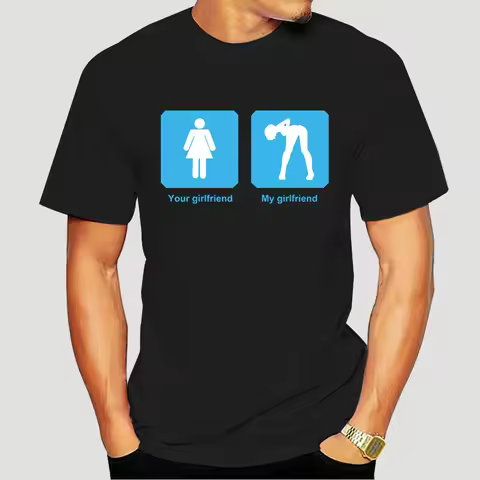 Your Girlfriend My Girlfriend t Shirt Anti-wrinkle Spring Autumn Shirt Collar Comfortable Normal Des