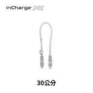 InCharge XL PD100W 六合一充電傳輸線 Apple&amp;Micro&amp;Type C USB接頭（磁吸式/快充/傳檔/OTG 30cm）-冰鑽白_廠商直送