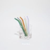 baeka's short glass straw 4pcs (15cm/ remark colour)