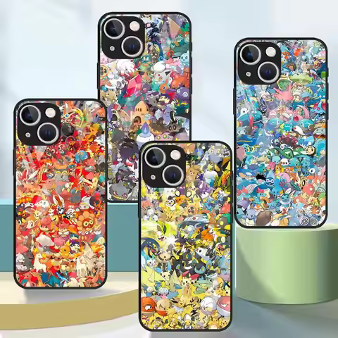 Pokemon Pikachu Phone Cover Glass Case for iPhone 17 Pro Max 11 Air 12 8 16 XR 14 13 15 Plus