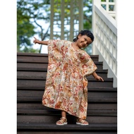 Kids Baju Raya for Eid, Racial Harmony, Deepavali Ethnic Wear 'Arya' Girls' Long Kaftan Dress in Red with Gold Accents