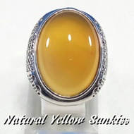 NATURAL YELLOW SUNKISS AGATE STONE RING BIG SIZE