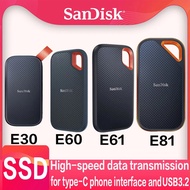 SanDisk SSD E30 E60 E61 E81 Extreme PRO 4TB 2TB 1TB 480GB USB 3.2 Type-AC Portable External Solid State Drive NVME hard disk
