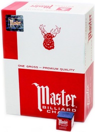 Master Billiard Pool Chalk, Pack of 144 Cubes, Blue, with Protective Box - Professional Billiards Ch