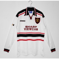 97-99 M Away Long Sleeve Retro Soccer Jersey Football BECKHAM