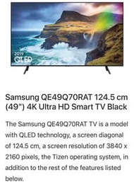 Samsung 49” 4K Ultra HD Smart TV Black