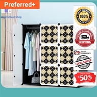 Almari Pakaian Pelbagaiguna Hot Item Checker 9 cube Black Wardrobe Cabinet Clothes Storage