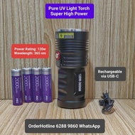 純紫外光手電筒 Pure UV Light Torch 超大功率. 120w. Rechargeable via USB-C