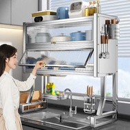 Stainless Steel Kitchen Dish Storage Rack Multifunctional Sink Storage Rack Above Dishwashing Sink D