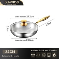 SUPVIBE 316 Stainless Steel Wok Frying Pan With Cover Uncoated Wok Gas Induction Cooker Universal 不銹