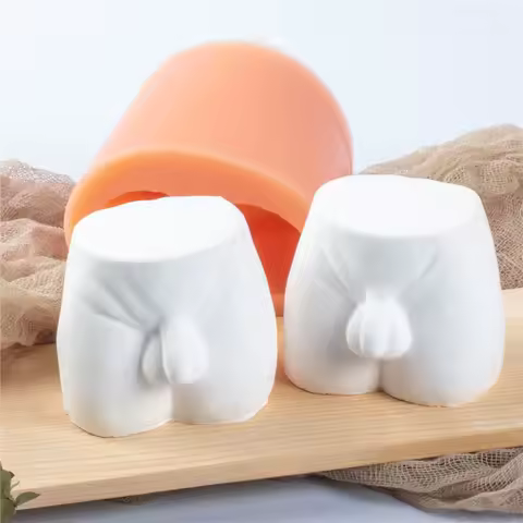 3D Man Butt Shape Silicone Integral Mold Male Genital Organ Candle Soap Mold Butt Shape Plaster DIY 