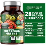 Sayuran Superfood Organik USDA [28 Bahan Berkuasa] Kapsul Super Hijau Asli, Suplemen Buah dan Sayura
