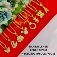 LV EMAS KOREA/BANGKOK HIGH QUALITY SADUR 24K 916 NECKLACE RANTAI LEHER LIPAN GAJAH 45/50/60/70CM + L