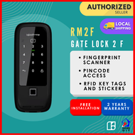 igloohome RM2F Rim Lock Metal Gate Smart Fingerprint Digital Lock - Biometric / Keypad / Bluetooth / RFID / Mechanical Key Access - (FREE Delivery + Installation) 2 Years Warranty