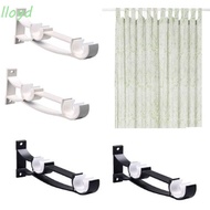LLOYD 2 Pcs Double Curtain Rod Holders, With Screw Durable Aluminum Alloy Curtains Holders, Home Decor Adjustable Matte Black Double Curtain Rod Brackets Living Room