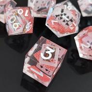 DND Dice Set Sharp Edge Poker Resin Dice Set with Dice Case D&D Dice Polyhedral D&D Dice Suitable fo