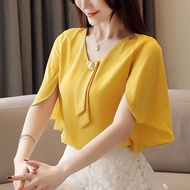 4Short sleeve  Chiffon women  tops casual  Summer blouse plus size  tops4