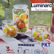 3pc LUMINARC RONDO CLEAR JAR AIR TIGHT CANISTER 2x500ML/1x1000ML/LUMINARC Airtight BALANG/KUEH BISKUT RAYA