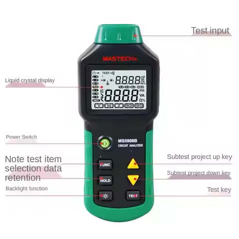 AC100-240VMS5908A/MS5908 LCD Circuit Analyzer Tester With Voltage GFCI RCD Tester Socket Tester