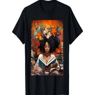 Black History Educated Reading Book Queen Afro Women T-Shirt